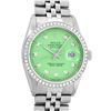 Image 1 : Rolex Mens Stainless Steel Green Diamond 36MM Oyster Perpetual Datejust
