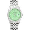 Image 2 : Rolex Mens Stainless Steel Green Diamond 36MM Oyster Perpetual Datejust