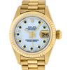 Image 1 : Rolex Ladies 18K Yellow Gold Mother Of Pearl Sapphire Datejust President Wristwa