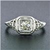Image 2 : Antique Art Deco 18k Gold European Fancy Yellow Diamond Filigree Engagement Ring