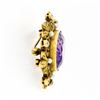 Image 6 : Antique Art Nouveau 14K Gold Amethyst Diamond Pearl Foliated Heart Frame Brooch