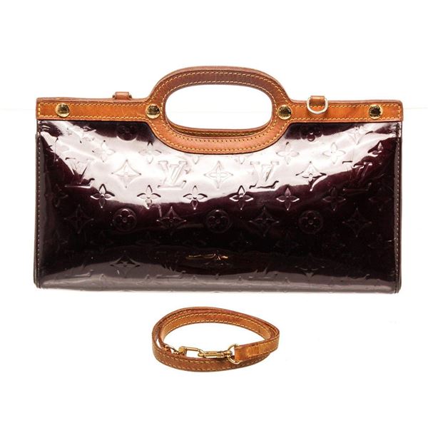 Louis Vuitton Burgundy Monogram Vernis Leather Roxbury Bag
