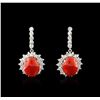 Image 1 : 14KT White Gold 18.00 ctw Coral and Diamond Earrings