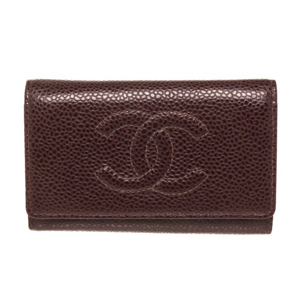 Chanel Brown Caviar Leather Key Holder Wallet