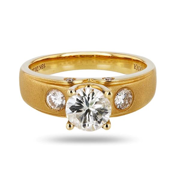 0.97 ctw SI2 Diamond 18K Yellow Gold Unity Ring (1.26 ctw Diamonds)