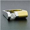 Image 2 : Cornelis Hollander Unique 18k TT Gold Dual Finish Round Diamond Domed Band Ring