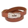 Image 1 : Hermes Brown Leather Palladium Plated Kelly Choker Necklace