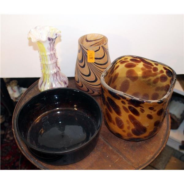 Art Glass Vases and Bowl