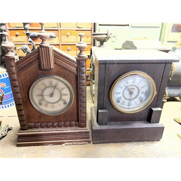 2 Oak Ansonia Shelf Clocks