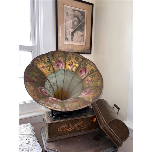 Edison Home Phonograph with Morning Glory Horn