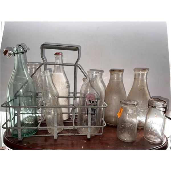 Glass Jars/Milk Bottles and Carrier