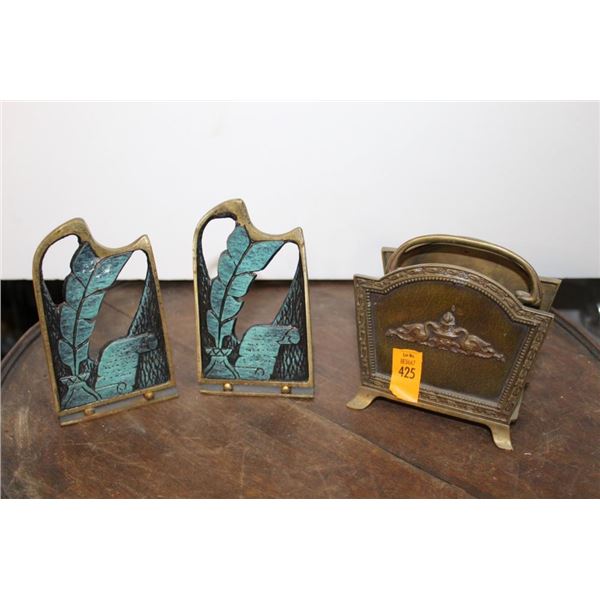 Mid Century Bookends with Napkin Holder