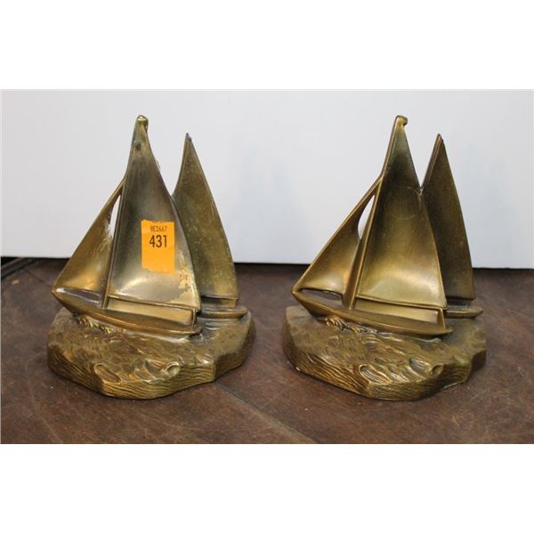 Brass Boat Bookends