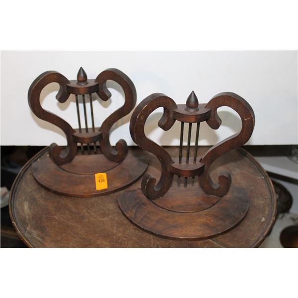 Wooden Harp Bookends/Wall Shelves