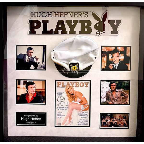 Signed and Framed Playboy's Hugh Hefner Collage
