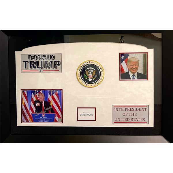 Signed Donald Trump 45th President in Shadowbox Frame