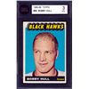 Image 2 : Blackhawks Bobby Hull #9, (1965-66) Card # 59, printed by Topps graded KSA: VG-3.