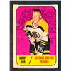 Image 1 : Bruins Bobby Orr #4 (1967-68) Card #92, printed by Topps graded KSA: VGE-4.