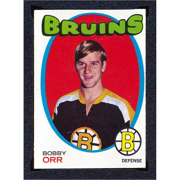 Bruins Bobby Orr #4 (1971-72) Card # 100, printed by O-Pee-Chee graded KSA: EX-5.