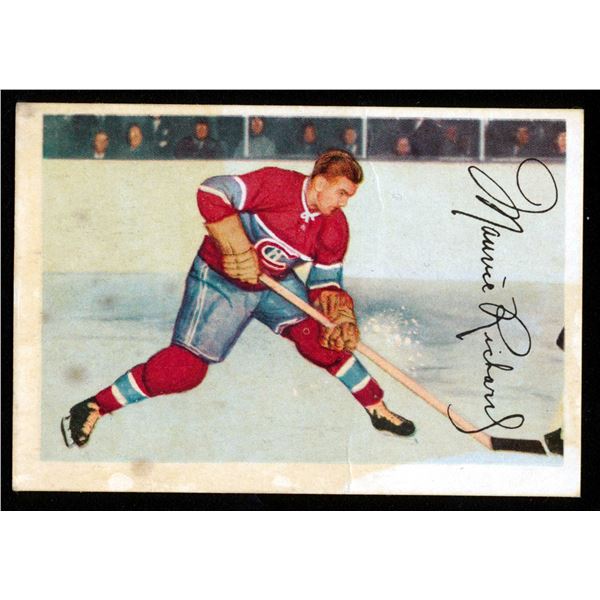 Parkhurst card from Maurice Richard #9 (1953-54) card #24.