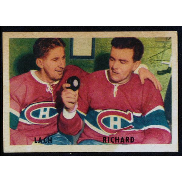 Parkhurst card by Elmer Lach and Maurice Richard (1953-54) card # 30.