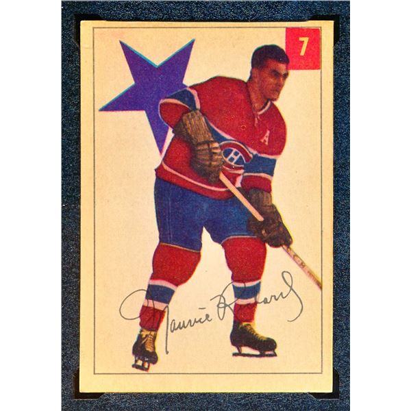 Canadiens Maurice Richard #9, (1954-55) Card #7, printed by Parkhurst graded KSA: EX-5.