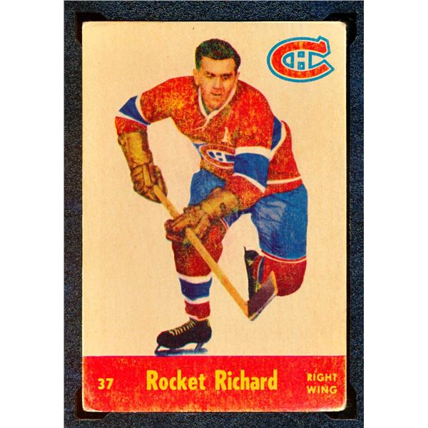 Canadiens Maurice Richard #9, (1955-56) Card # 37, printed by Parkhurst graded KSA: VGE-4.