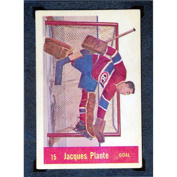 Canadiens Jacques Plante #1, (1957-58) Card # 15, printed by Parkhurst graded KSA : EX-5.