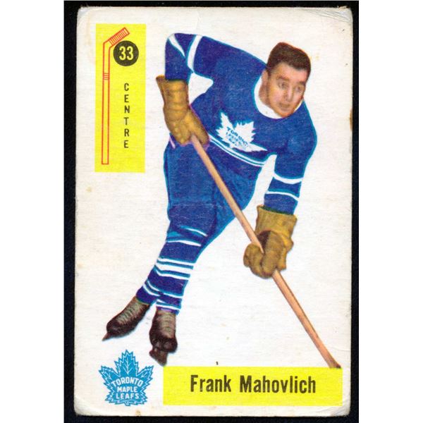 Parkhurst card by Frank Mahovlich #27 (1958-59) card #33.