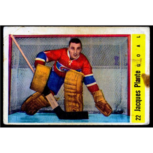 Parkhurst map of Jacques Plante # 1 (1959-1960) card # 22.