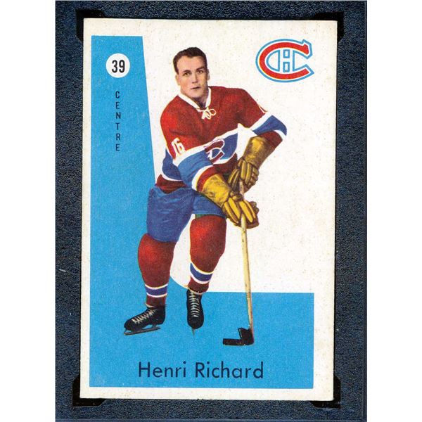 Canadiens Henri Richard #16, (1959-60) Card #39 Henri Richard printed by Parkhurst KSA: EX-5.