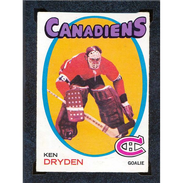 Canadiens Ken Dryden #29, Rookie Card (1971-72) Card #45 O-Pee-Chee graduate KSA: VGE-4.