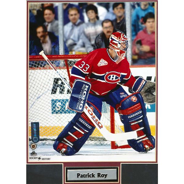Photo of Patrick Roy with the Montreal Canadiens, certified and approved by the NHL.