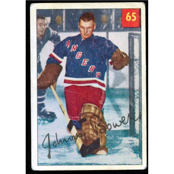 Parkhurst Card from Johnny Bower rookie #1 (1954-55) card # 65.