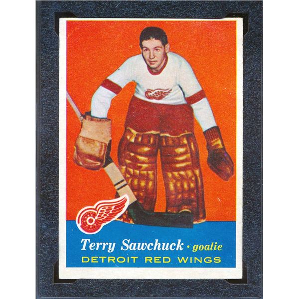 Red Wings Terry Sawchuck #1, (1957-58) Card #35 printed by Topps KSA: VGE-4.