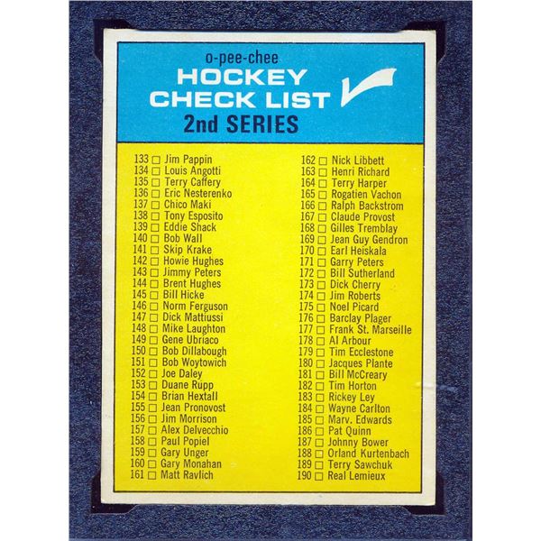 O-Pee-Chee Checklist #2, (1969-70) #31 KSA: EX-5 (Umarked).