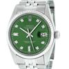 Image 2 : Rolex Men's Stainless Green Diamond Datejust Oyster Perpetual Wristwatch