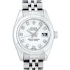 Rolex Ladies Stainless Steel White Diamond Quickset Datejust Wristwatch