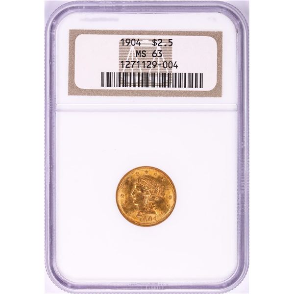 1904 $2 1/2 Liberty Head Quarter Eagle Gold Coin NGC MS63