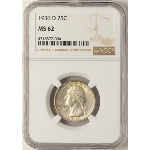 1936-D Washington Quarter Coin NGC MS62