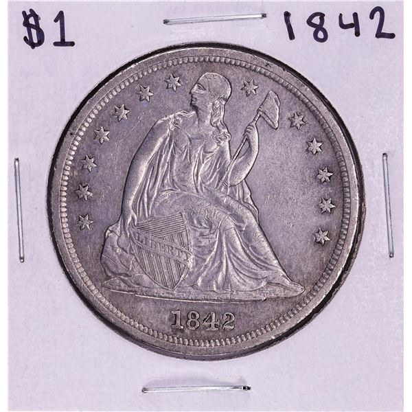 1842 $1 Seated Liberty Silver Dollar Coin