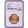 Image 1 : 1901 $10 Liberty Head Eagle Gold Coin NGC MS62