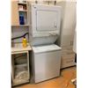 Image 1 : MAYTAG LSE7804ADE DUAL STACKED WASHER DRYER COMBO AND REMAINING CONTENTS OF JANITORIAL CORNER