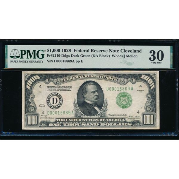 1928 $1000 Cleveland FRN PMG 30