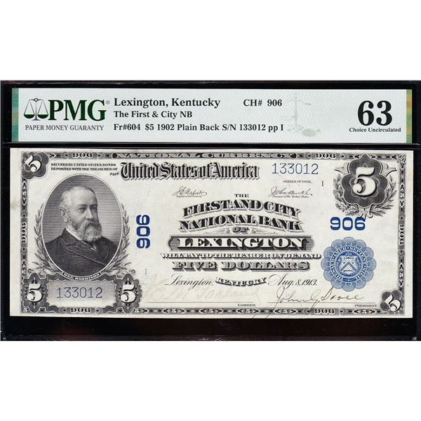 1902 $5 Lexington KY National PMG 63