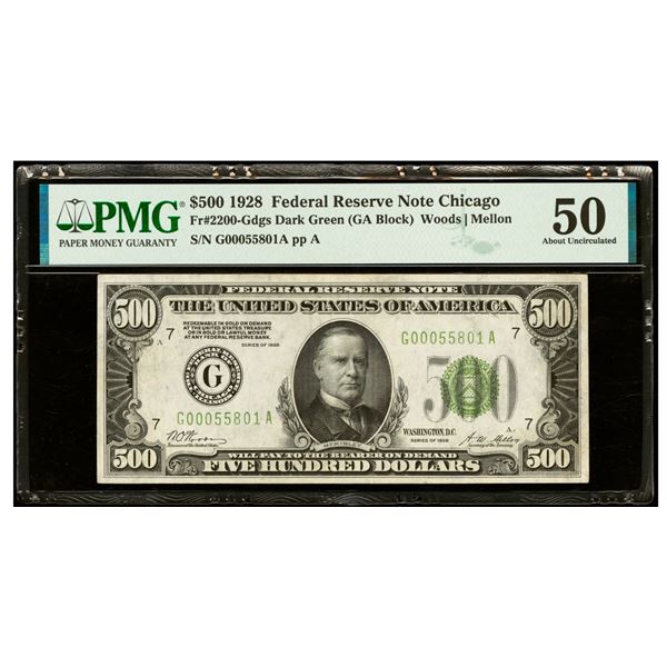 1928 $500 Chicago FRN PMG 50