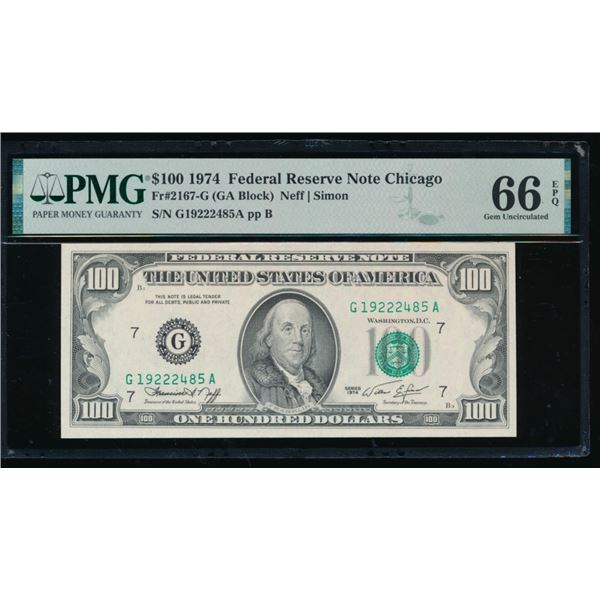 1974 $100 Chicago FRN PMG 66EPQ