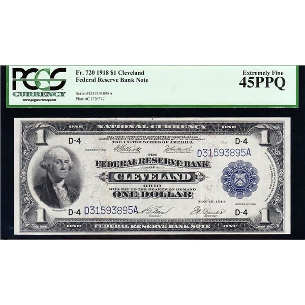 1918 $1 Cleveland FRBN PCGS 45PPQ