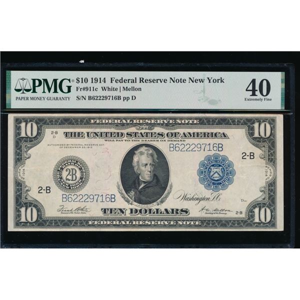 1914 $10 New York FRN PMG 40