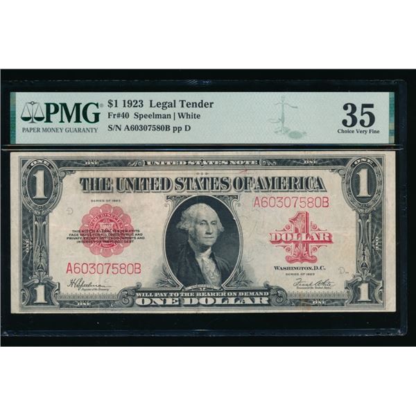 1923 $1 Legal Tender Note PMG 35